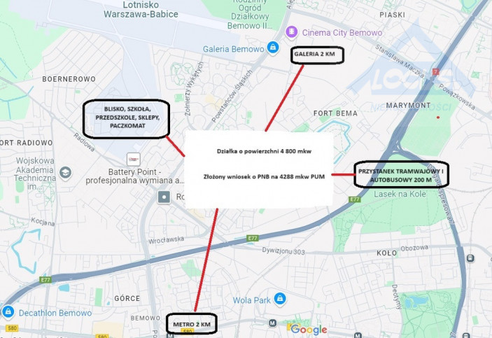 Działka Sprzedaż Warszawa Bemowo Powstańców Śląskich 1